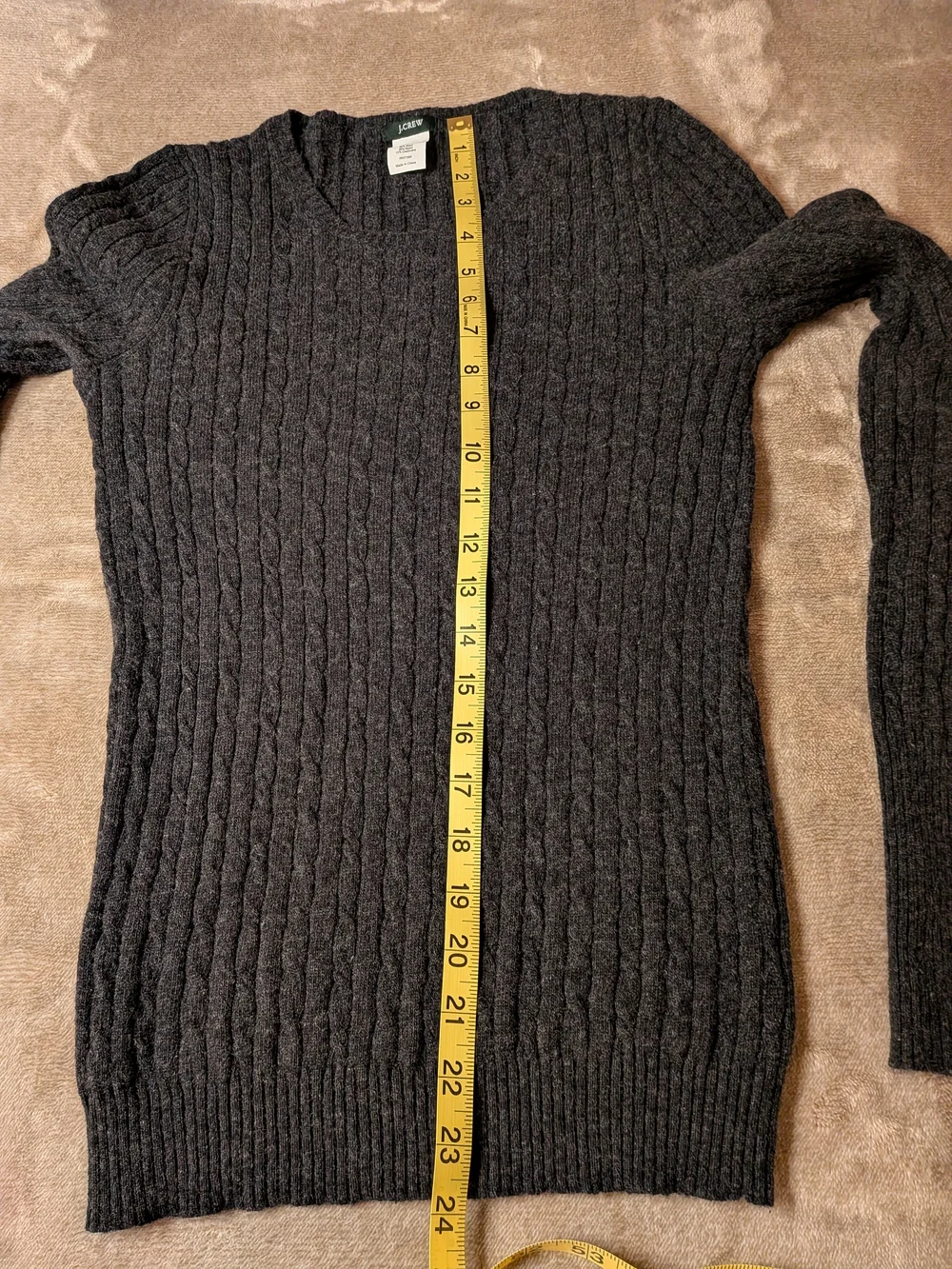 J.Crew Wool Cashmere Cable Knit Crewneck Sweater Charcoal Gray S